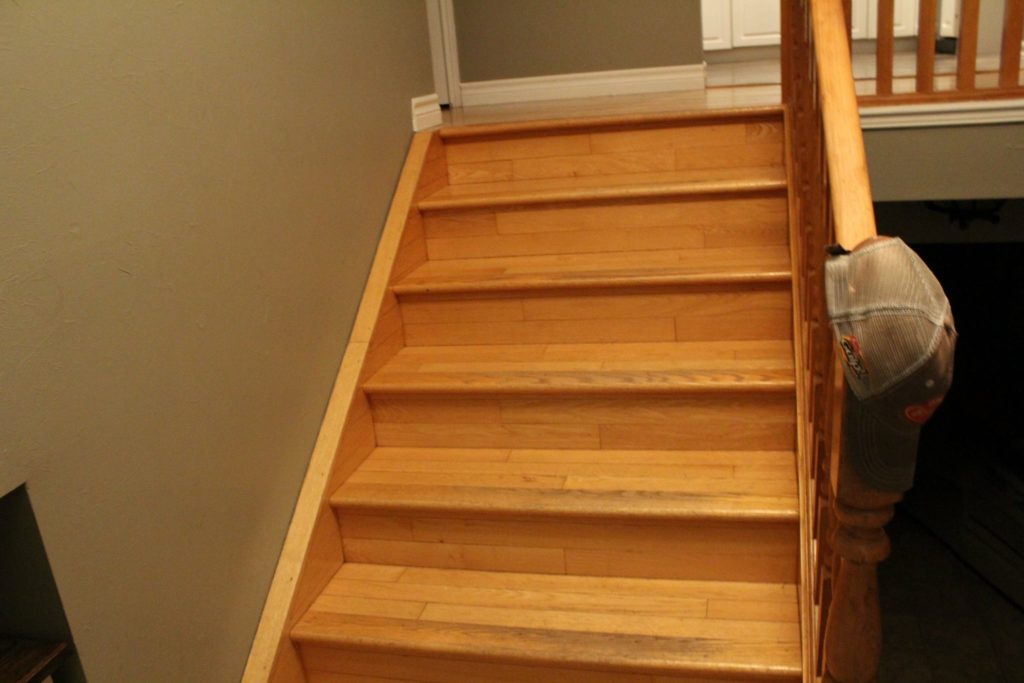 Stained railing/treads with painted risers/stringers ** Before and ...