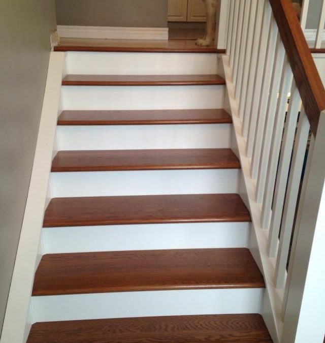 Stained railing/treads with painted risers/stringers ** Before and ...